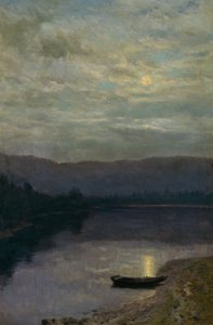 Salida de la luna por el agua de Sole de Christian Eriksen Skredsvig