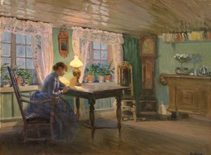 La sala de estar azul en Fleskum de Christian Eriksen Skredsvig