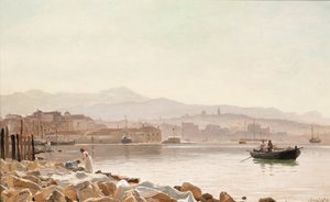 Secando sábanas en la orilla antes de Split, Croacia de Christian Frederick Emil Eckardt