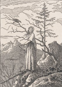 Mujer con un Cuervo Die Frau mit dem Raben am Abgrund, probablemente 1803