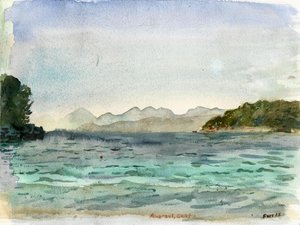 Playa de Aharavi (acuarela) de Christian Furr