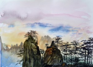 Nubes a la deriva, 2015 (acuarela sobre papel)