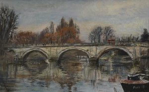 Forever Autumn, Red Leaves- Richmond Bridge, 2015 (óleo sobre lienzo) de Christian Furr