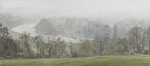 In a Mist (Silver) - Támesis desde Richmond Hill, Mists, 2015 (óleo sobre lienzo) de Christian Furr