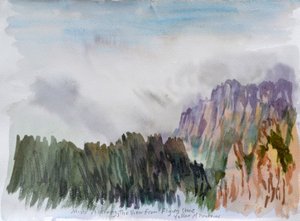 Nieblas llegando a pico de león, 2015 (acuarela sobre papel)