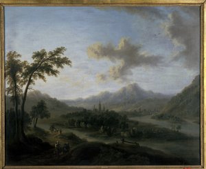 Paisaje fluvial de Christian Georg the Elder Schuetz
