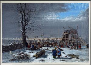 Las montañas rusas en el Neva cerca del convento Smolny en San Petersburgo de Christian Gottfried Geissler