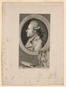 Retrato de Daniele Chodoiecki, Frontispicio para "Neue Bibliotheh der schönen Wissenschaften," Leipzig, Alemania, 1780