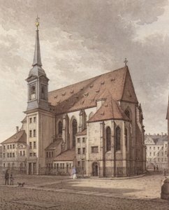 Acuarela de la Sophienkirche de Dresde de Christian Gottlob Hammer