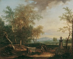 paisaje con pedestal de Christian Hilfgott Brand