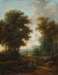 Paisaje forestal con ermita de Christian Hilfgott Brand