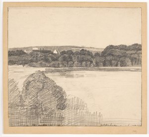 Vista sobre el lago hacia la mansión de Christian Kongstad Petersen