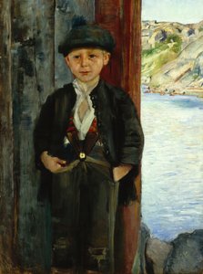 Niño junto al muro de la casa, c.1890 de Christian Krohg