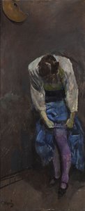 Chica que ata su liga de Christian Krohg