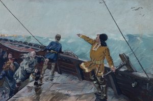 Leiv Eiriksson descubre América de Christian Krohg