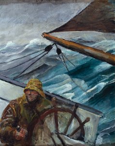 Mate al timón (óleo sobre lienzo) de Christian Krohg