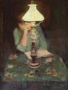 Oda con lámpara (óleo sobre lienzo) de Christian Krohg