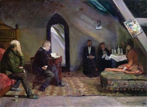 leyendo en el estudio de Christian Krohg