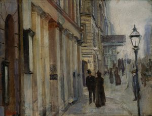 La esquina de la calle Karl Johan con la calle Dronningen de Christian Krohg