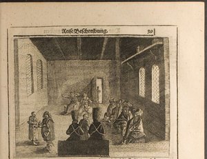 Prikaz de embajadores en Moscovia, ilustración de Viajes al Gran Duque de Moscovia