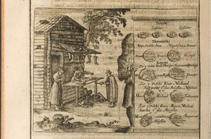 Dinero y comercio en Moscovia. Ilustración de Viajes al Gran Duque de Moscovia y el Rey de Christian Lorenzen Rothgiesser