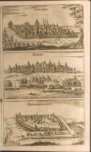 Ilustración de Samara, Tsaritsyn y Kozmodemyansk del libro Viajes al Gran Duque de Moscovia y al Rey de Persia