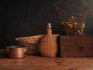 Naturaleza muerta en una cocina rústica
