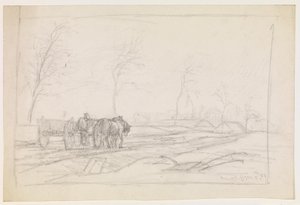 Paisaje con Árboles Sin Hojas y un Carro de Trabajo de Christian Mourier Petersen