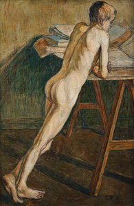 Niño desnudo de pie