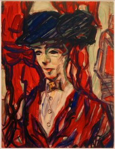 Retrato de una mujer con sombrero de Christian Rohlfs