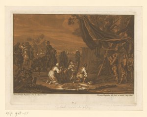 Oración antes de la batalla Jinetes, caballos y batallas (título de la serie) de Christian Rugendas