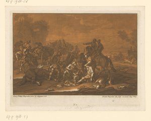 Campo de batalla después de una batalla Jinetes, caballos y batallas (título de la serie) de Christian Rugendas