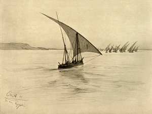 Feluccas en el río Nilo, El Cairo, Egipto de Christian Wilhelm Allers