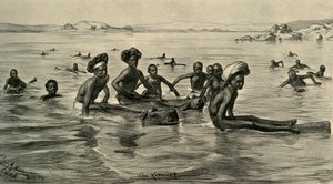 Hombres en el río Nilo en la Primera Catarata, Egipto, 1898