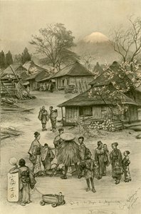 Pueblo cerca del monte Fuji, Miyanoshita, Japón, 1898 de Christian Wilhelm Allers