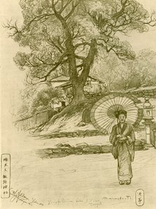 Mujer con parasol, Nagasaki, Japón, 1898 de Christian Wilhelm Allers