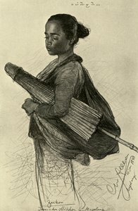 Joven mujer con parasol, Magalang, Java, 1898 de Christian Wilhelm Allers