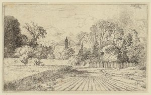Un camino junto a un campo de trigo de Christian Wilhelm Ernst Dietrich