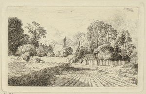 Un camino junto a un campo de trigo de Christian Wilhelm Ernst Dietrich