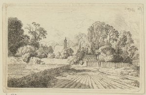 Un camino junto a un campo de trigo de Christian Wilhelm Ernst Dietrich