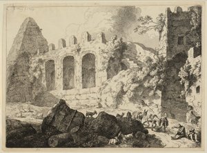 Gran paisaje con una pirámide de Christian Wilhelm Ernst Dietrich