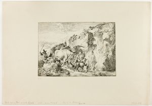 Rebaño pasando por un arco de roca de Christian Wilhelm Ernst Dietrich
