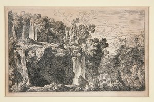 paisaje con cascada de Christian Wilhelm Ernst Dietrich