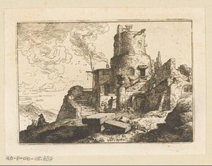 paisaje con atalaya de Christian Wilhelm Ernst Dietrich