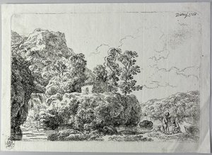 La cabaña sobre una roca cerca de un arroyo de Christian Wilhelm Ernst Dietrich