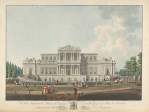 Welgelegen: Vista de la fachada de la casa de campo llamada Welgelegen en Harlem Wood, perteneciente al Sr. Henry Hope de Amsterdam de Christian von Mechel