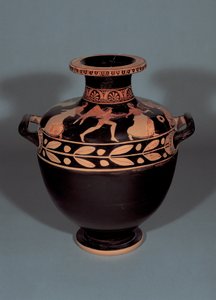 Hidria de figuras rojas ática que representa a Bóreas persiguiendo a Oritía, 440-430 a.C. de Christie Painter attr. to Christie Painter attr. to