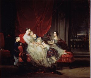 ""Retrato de la Gran Duquesa María Nikolaievna de Rusia (1819-1876) con cuatro de sus hijos (Marie, Nicolas, Eugenie y Eugene bebe)"" Pintura de Christina Robertson (1796-1854) 1849 Museo Estatal Ruso, San Petersburgo de Christina Robertson