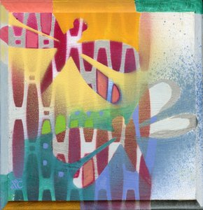 Libélulas en verano, 2008 (acrílico sobre panel) de Christina Saj