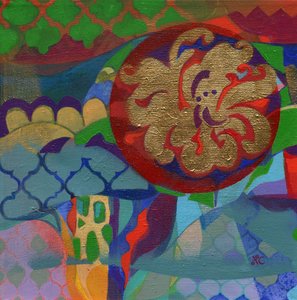Meditación 35, c. 2017 (acrílico sobre panel) de Christina Saj